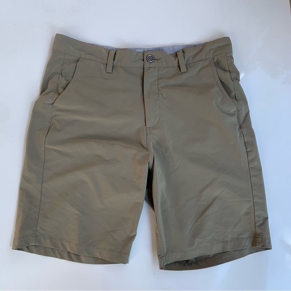 Free Fly Chino Shorts Mens Medium 34 Beige Flat Front Stretch Waist Bamboo